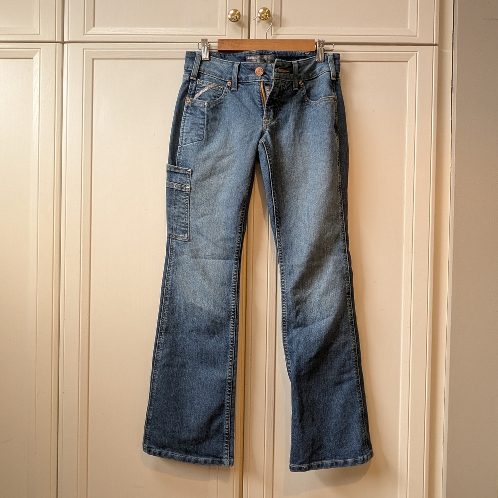Ariat Blue Flare Wide Leg Jeans with Subtle Fading